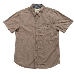 Roark Shirt Mens Size XL Short Sleeve Button Pocket Hand Crafted Brown